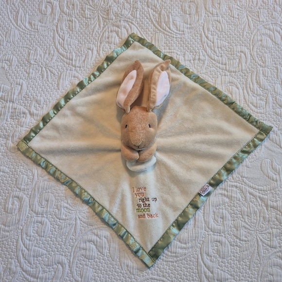 how much i love you Other - Bunny security blanket, cream, tan, green, embroidered lettering GUC